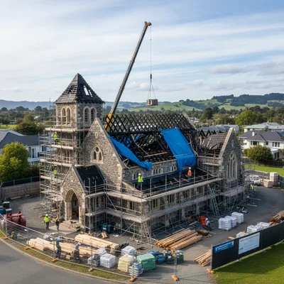 Scorched Masterton church, the Anglican Church of the Epiphany, undergoes revitalization after a suspected arson attack.