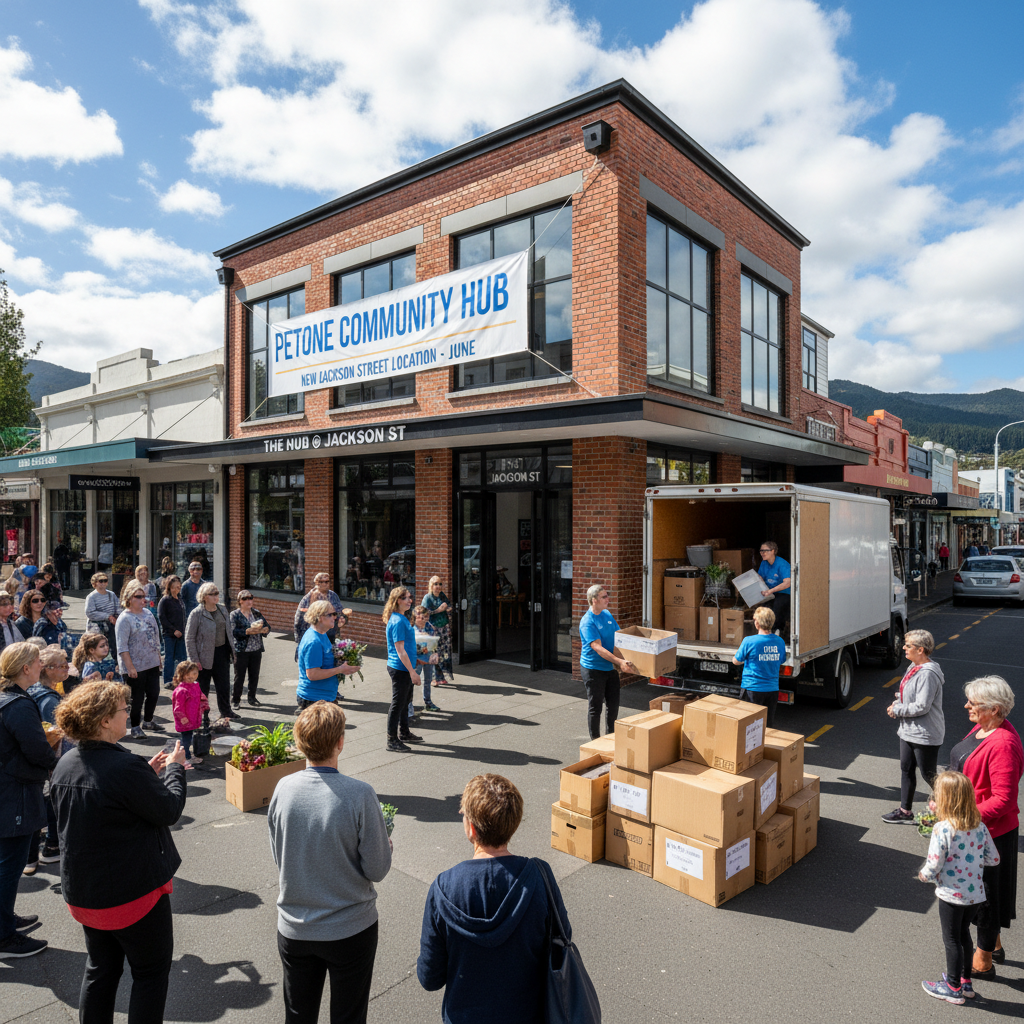 Petone community hub building exterior on Jackson Street, a new site for the relocated neighbourhood hub.