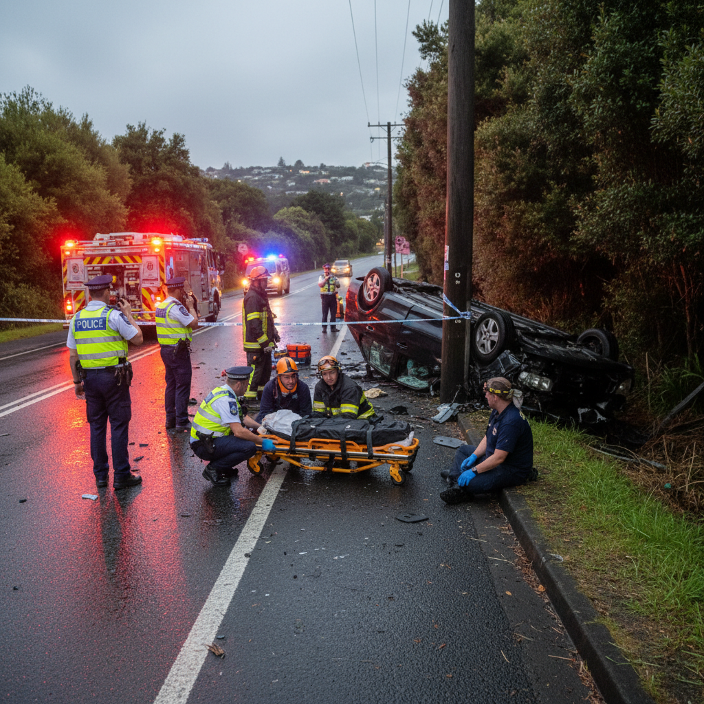 A single-vehicle crash on Eastern Hutt Road resulted in two injuries on Friday evening.